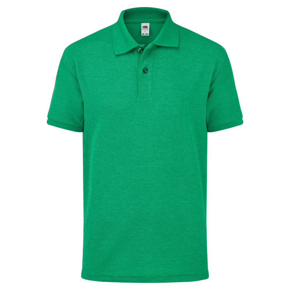 (14-15, Heather Green) Fruit Of The Loom Childrens/Kids Unisex 65/35 Pique Polo Shirt