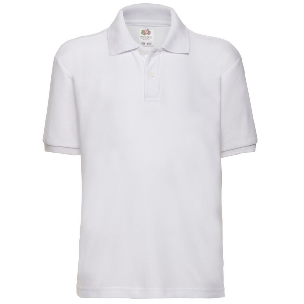 (7-8, White) Fruit Of The Loom Childrens/Kids Unisex 65/35 Pique Polo Shirt (Pack of 2)