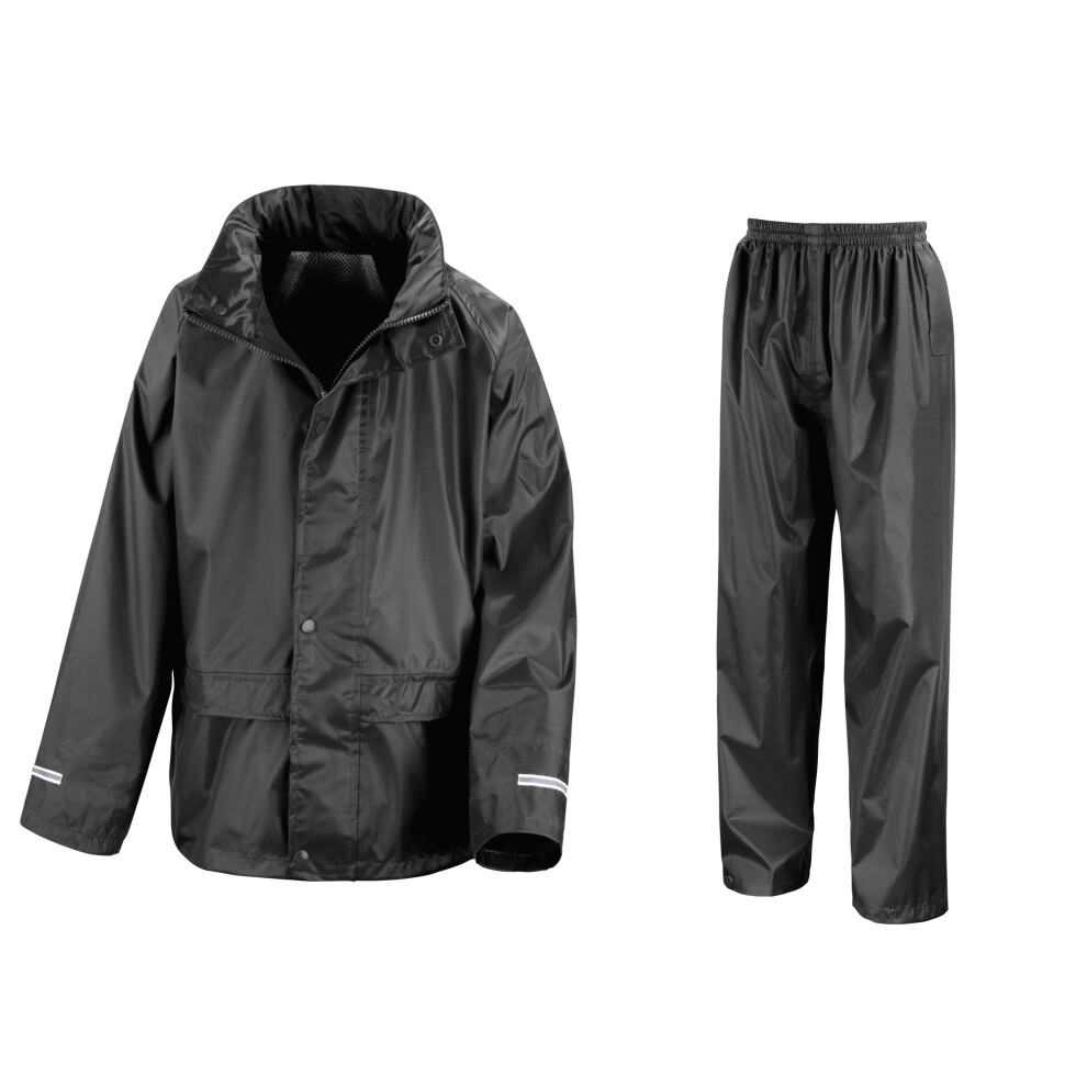 (9-10, Black) Result Core Childrens/Kids Unisex Junior Rain Suit Jacket And Trousers Set