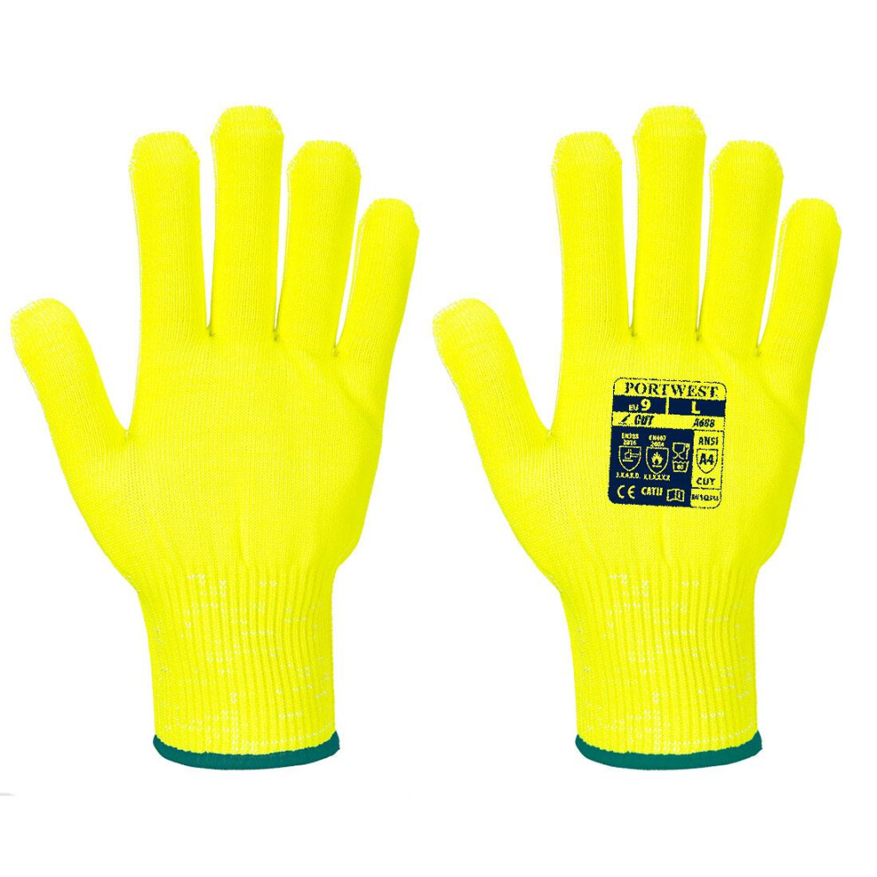 (XL, Yellow) Portwest Unisex Adult A688 Pro Cut Resistant Liner Gloves