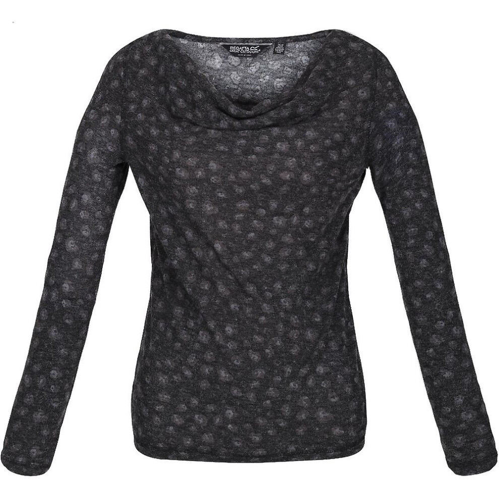 (10 UK, Black/Storm Grey) Regatta Womens/Ladies Frayda Animal Print Cowl Neck Top