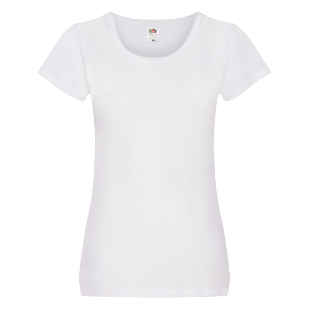 (8 UK, White) Fruit of the Loom Womens/Ladies Original Plain Lady Fit T-Shirt
