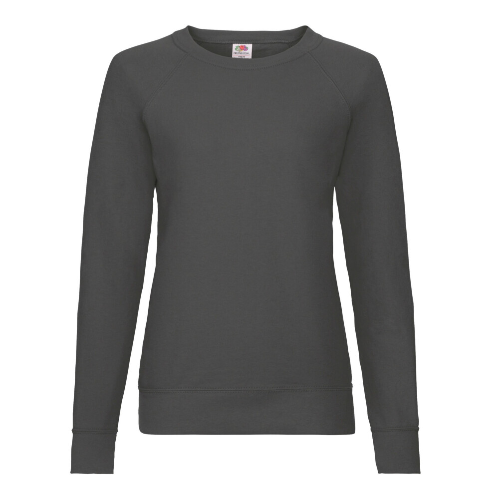 (8 UK, Light Graphite) Fruit of the Loom Womens/Ladies Lightweight Lady Fit Raglan Sweatshirt