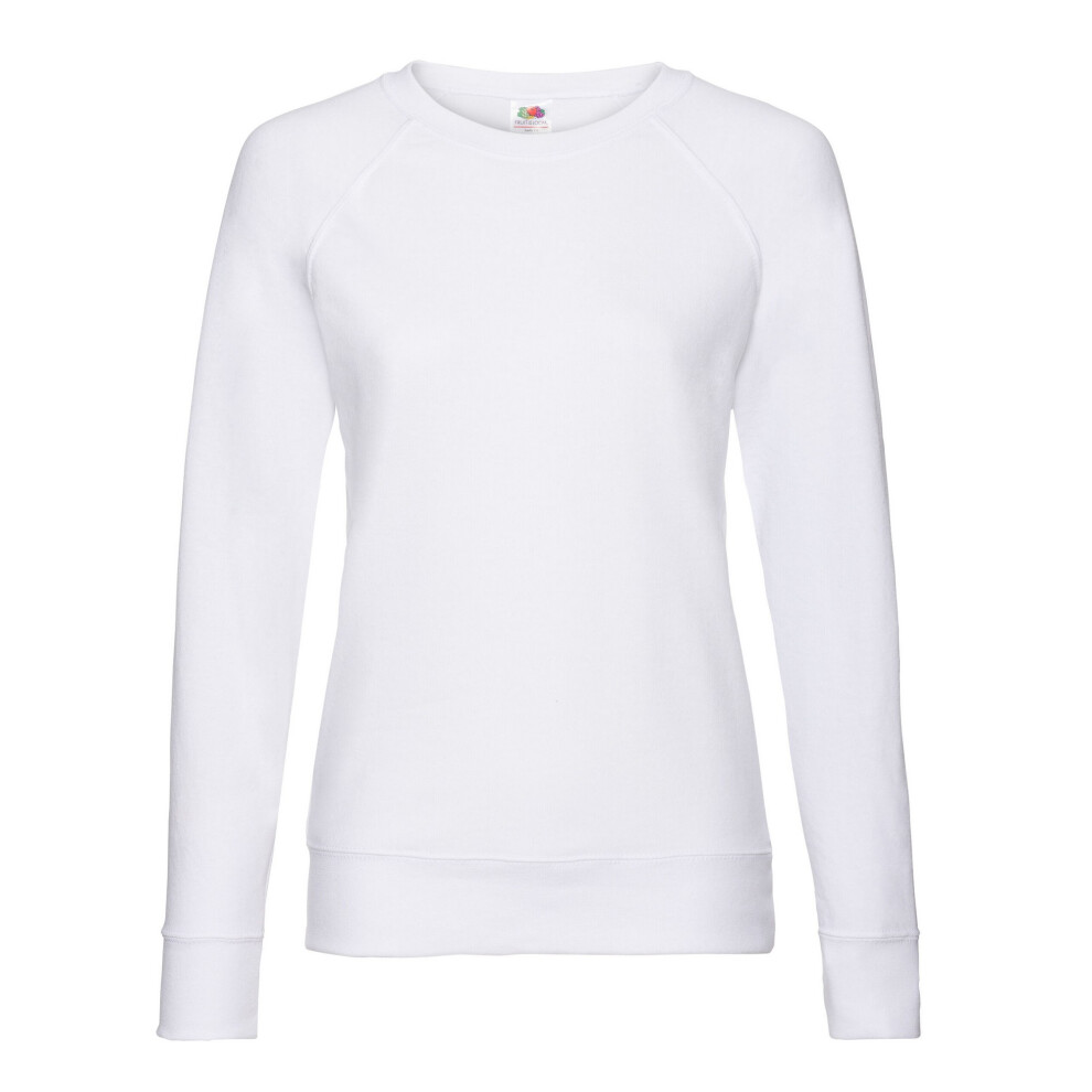 (18 UK, White) Fruit of the Loom Womens/Ladies Lightweight Lady Fit Raglan Sweatshirt