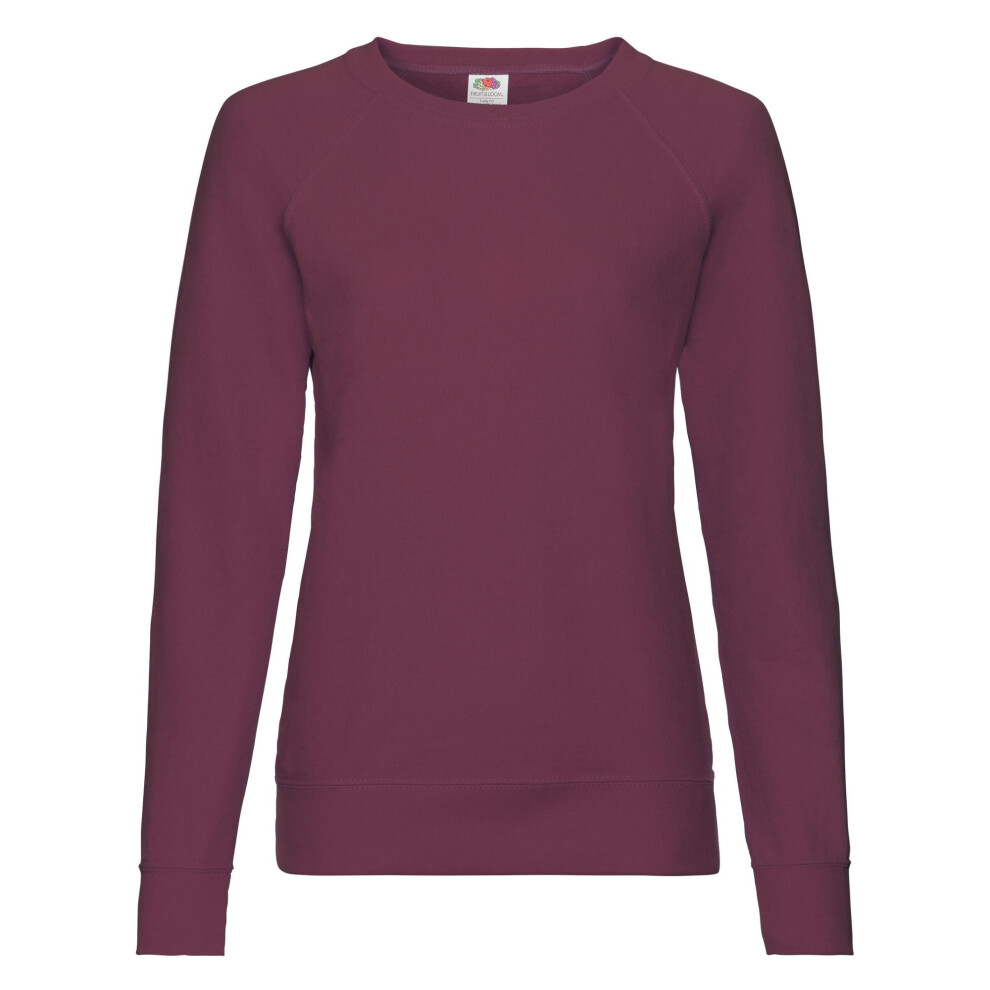 (18 UK, Burgundy) Fruit of the Loom Womens/Ladies Lightweight Lady Fit Raglan Sweatshirt