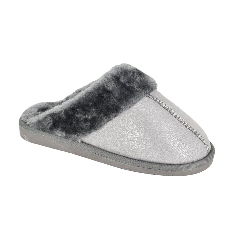 (7 UK, Silver) Sleepers Womens/Ladies Juliet Sparkle Slippers