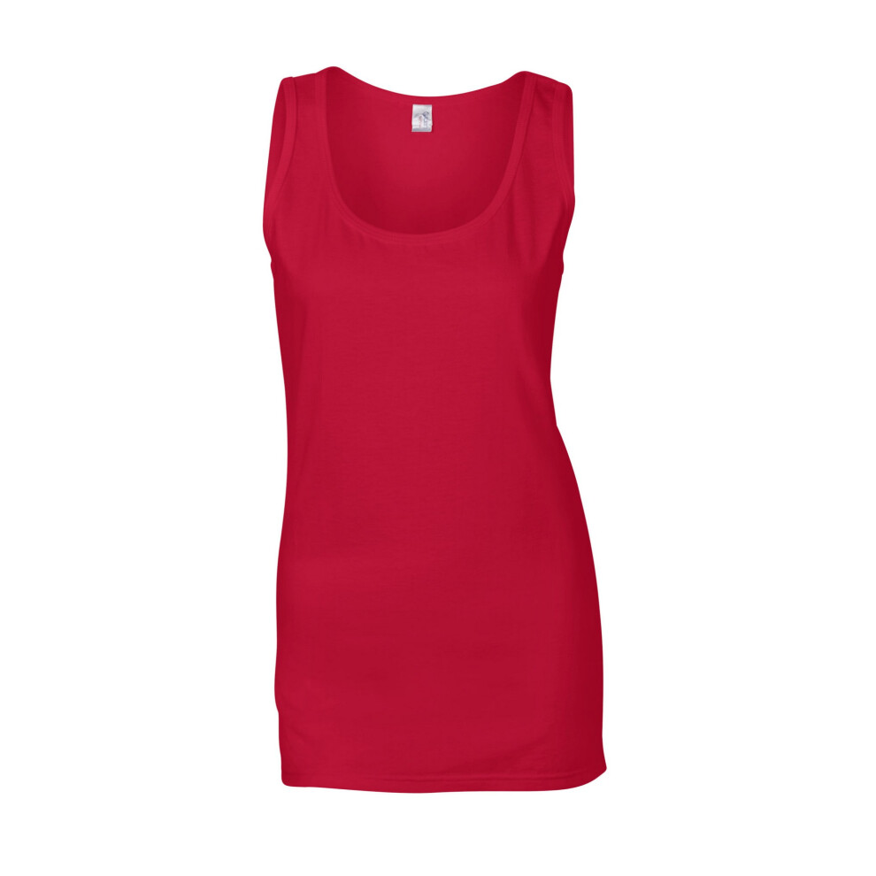 (14 UK, Cherry Red) Gildan Womens/Ladies Softstyle Plain Tank Top