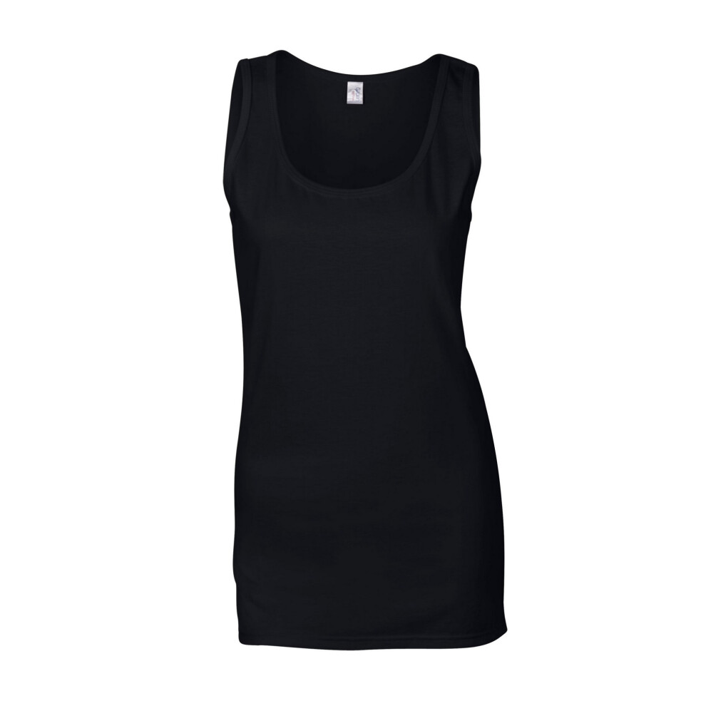 (12 UK, Black) Gildan Womens/Ladies Softstyle Plain Tank Top
