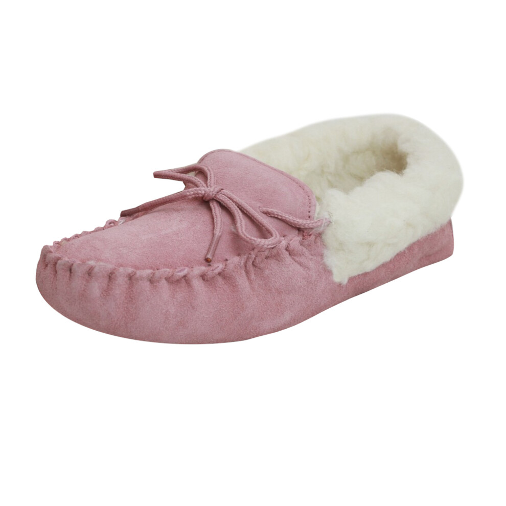 (7 UK, Pink) Eastern Counties Leather Womens/Ladies Soft Sole Wool Lined Moccasins
