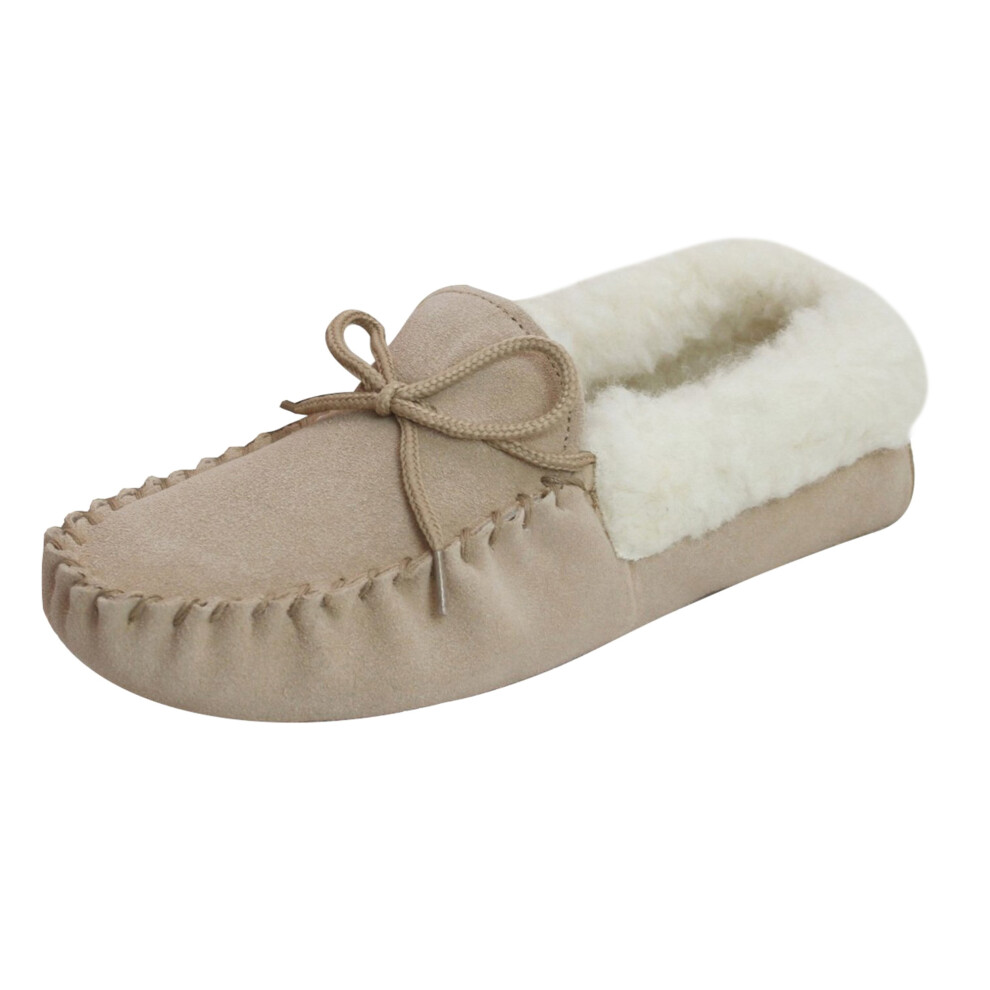 (4 UK, Camel) Eastern Counties Leather Womens/Ladies Soft Sole Sheepskin Moccasins