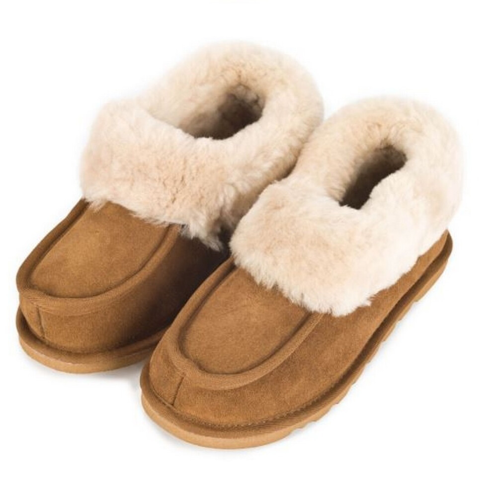(4 UK, Chestnut) Eastern Counties Leather Womens/Ladies Sheepskin Lined Slipper Boots