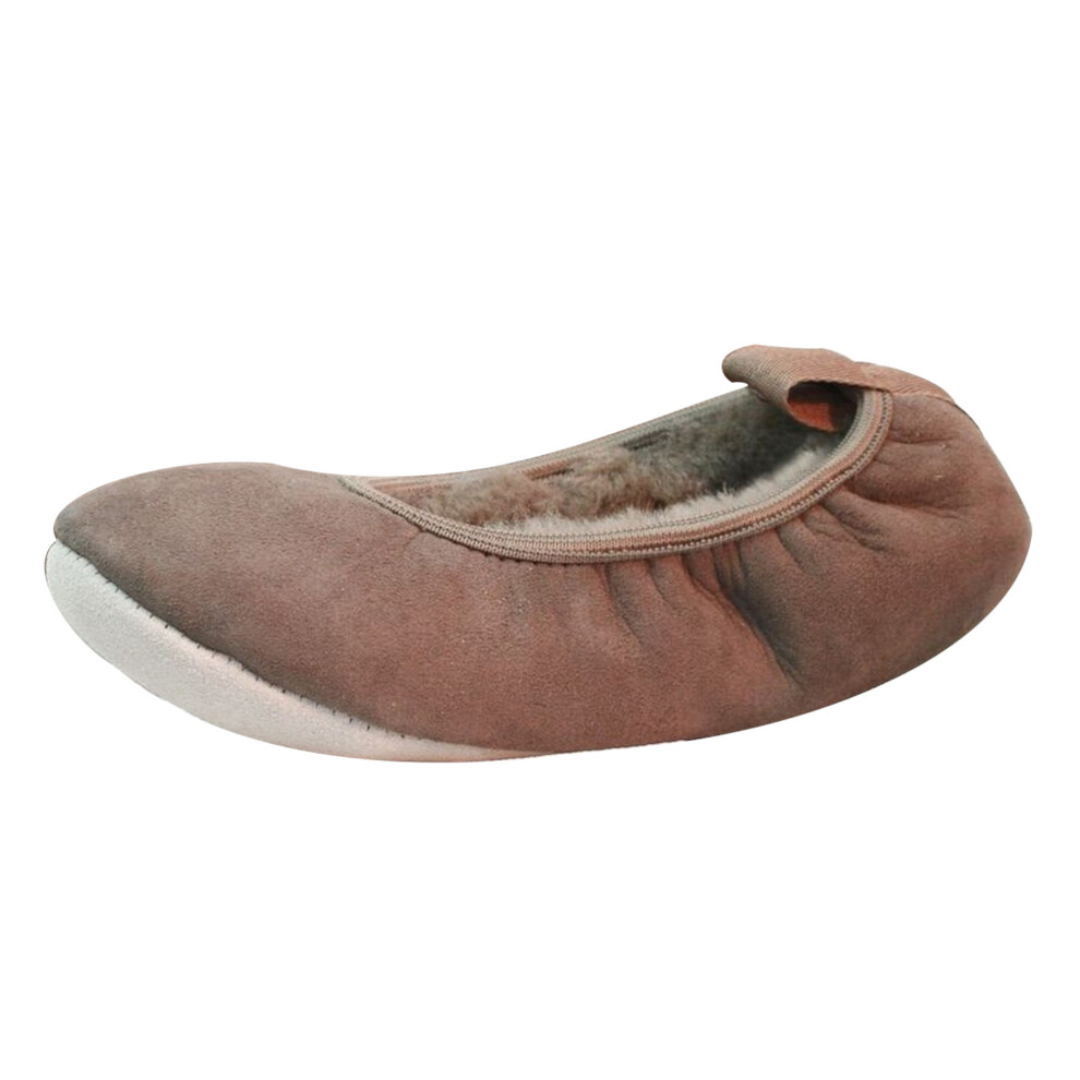 (7-8 UK, Mink) Eastern Counties Leather Womens/Ladies Sheepskin Lined Ballerina Slippers