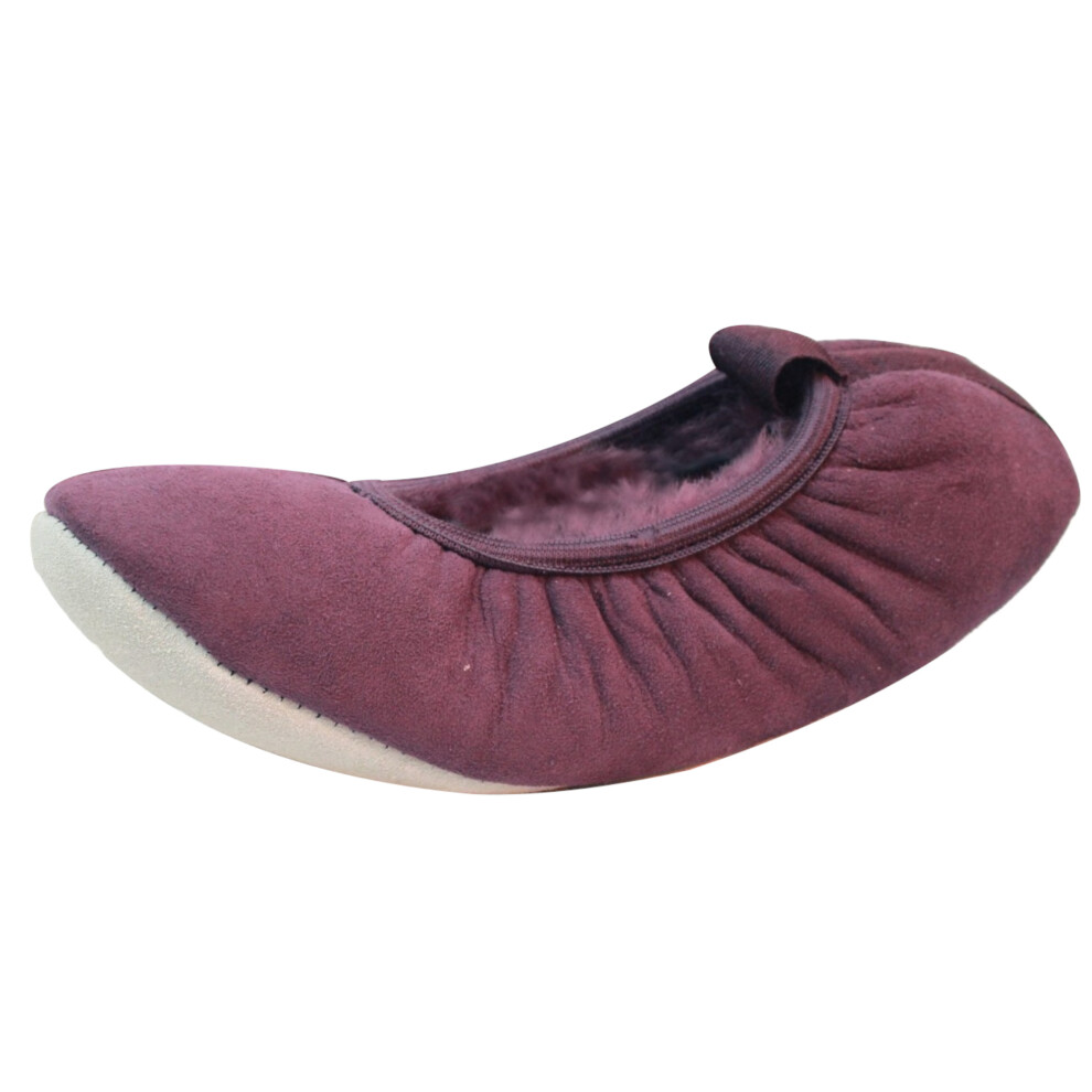 (4-5 UK, Plum) Eastern Counties Leather Womens/Ladies Sheepskin Lined Ballerina Slippers-image-OPC-P55HRWD-NEW