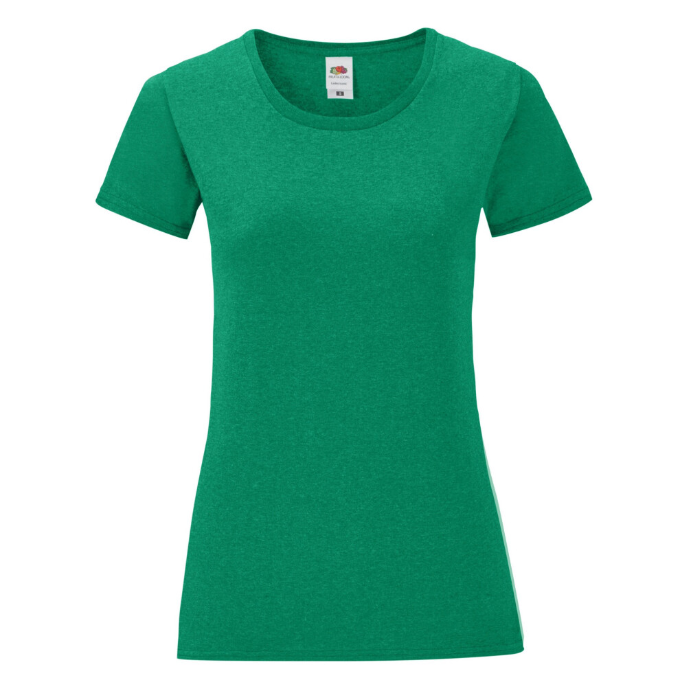 (16 UK, Green) Fruit of the Loom Womens/Ladies Iconic Heather T-Shirt