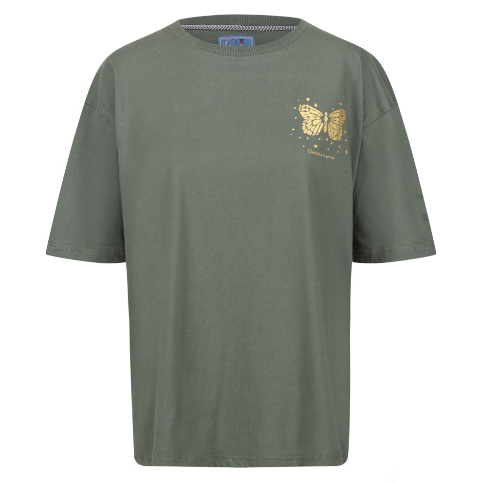 (10 UK, Dark Khaki) Regatta Womens/Ladies Christian Lacroix Bellegarde Butterfly Back Print T-Shirt