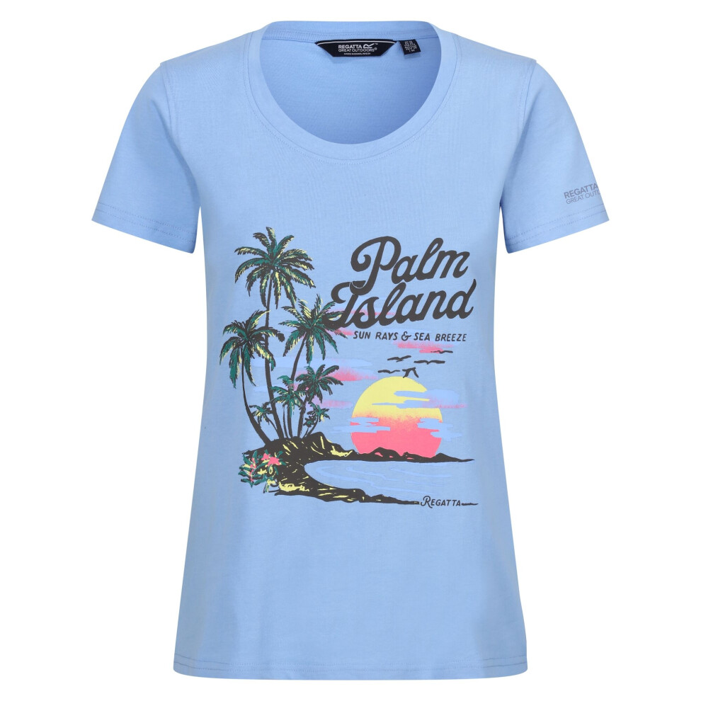 (18 UK, Hydrangea Blue) Regatta Womens/Ladies Filandra VIII Palm Tree T-Shirt