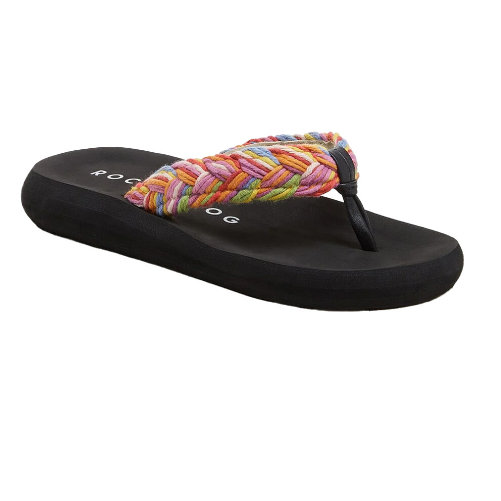 (6 UK, Rainbow/Black) Rocket Dog Womens/Ladies Sunset Cord Braided Flip Flops