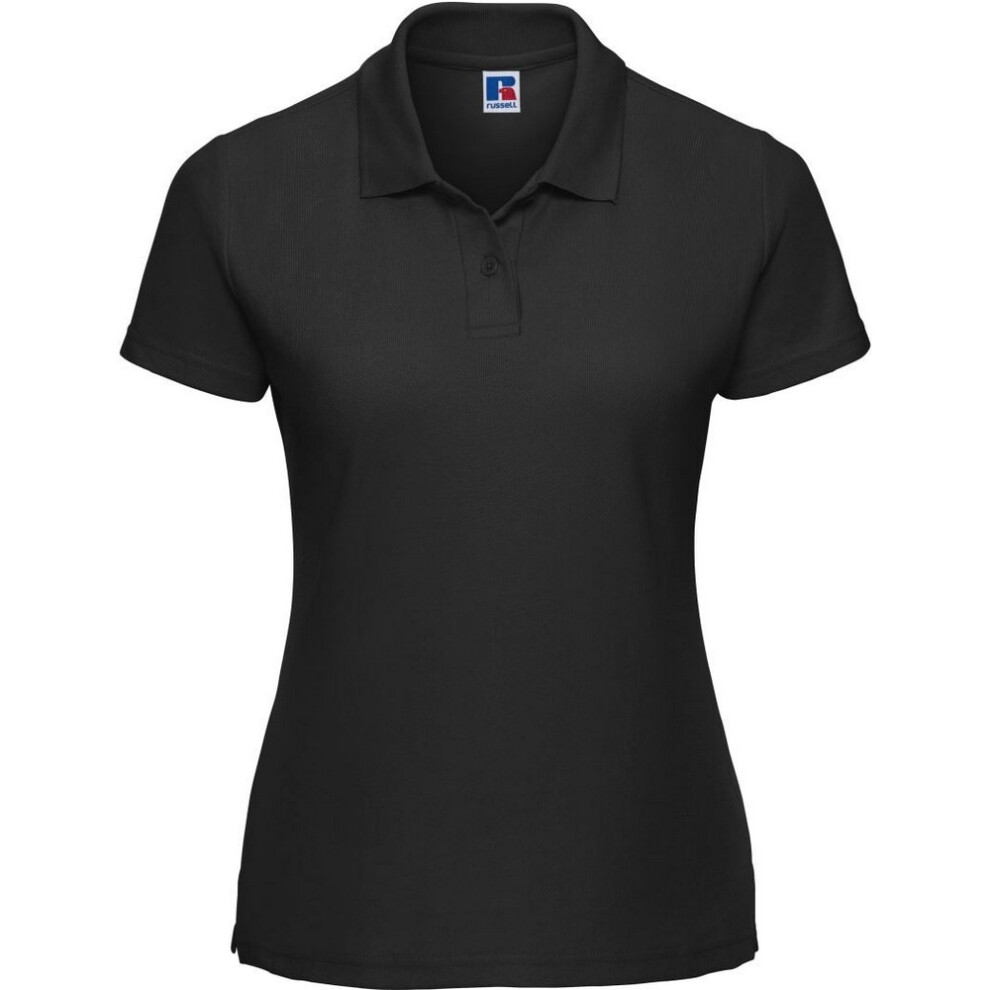 (8 UK, Black) Russell Womens/Ladies Classic Plain Polycotton Polo Shirt