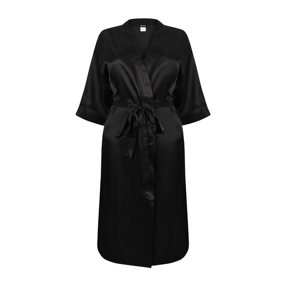 (12/14 UK, Black) Towel City Womens/Ladies Satin Robe
