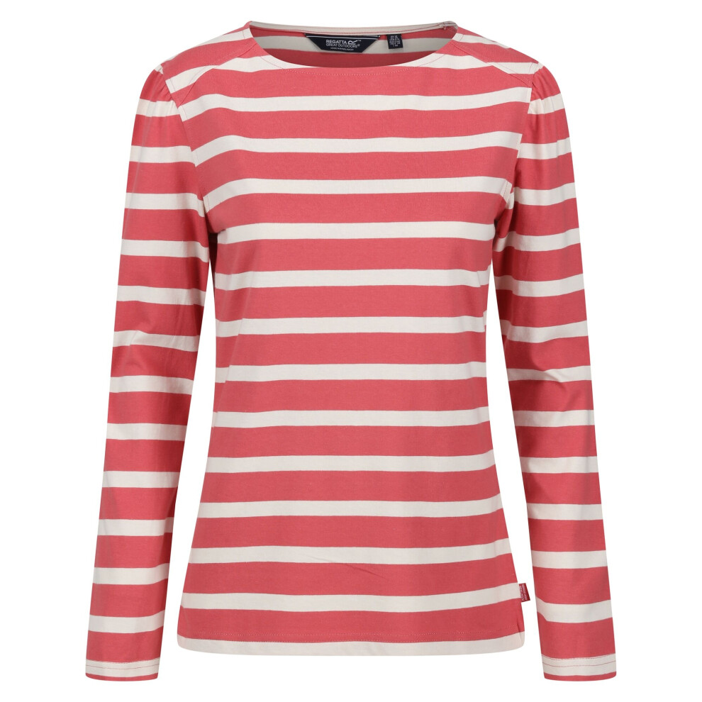 (12 UK, Mineral Red/Light Vanilla) Regatta Womens/Ladies Federica Stripe Long-Sleeved T-Shirt