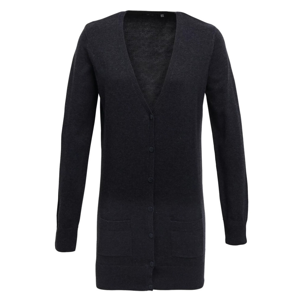 (22 UK, Charcoal) Premier Womens/Ladies Longline V Neck Cardigan