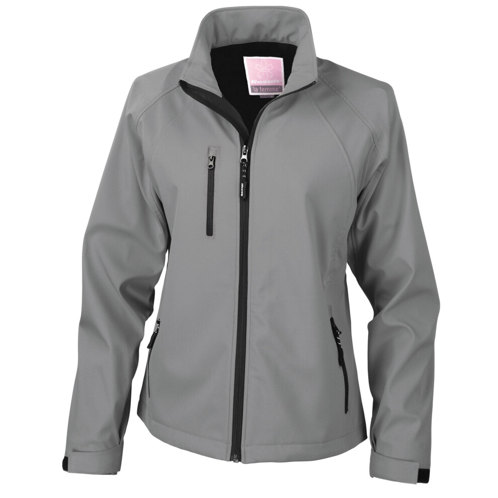 (10 UK, Silver) Result Womens/Ladies Soft Shell Jacket