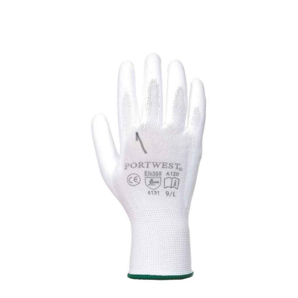 (9, White) Portwest Unisex Adult PU Palm Gloves