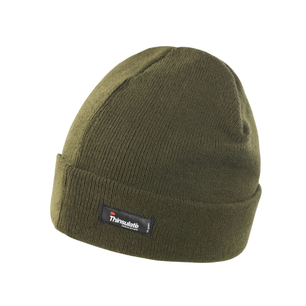 (One Size, Olive) Result Winter Essentials Unisex Adult Ribbed Thinsulate Lightweight Beanie