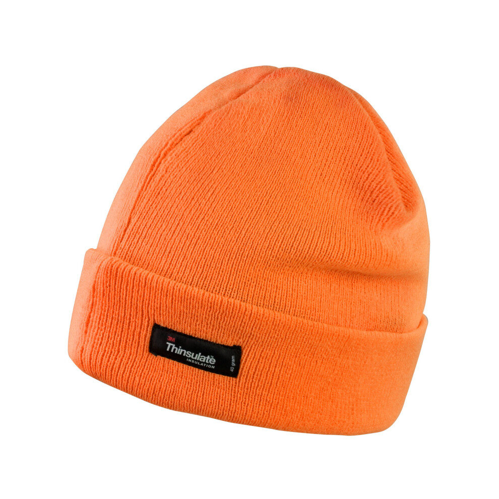 (One Size, Fluorescent Orange) Result Winter Essentials Unisex Adult Ribbed Thinsulate Lightweight Beanie