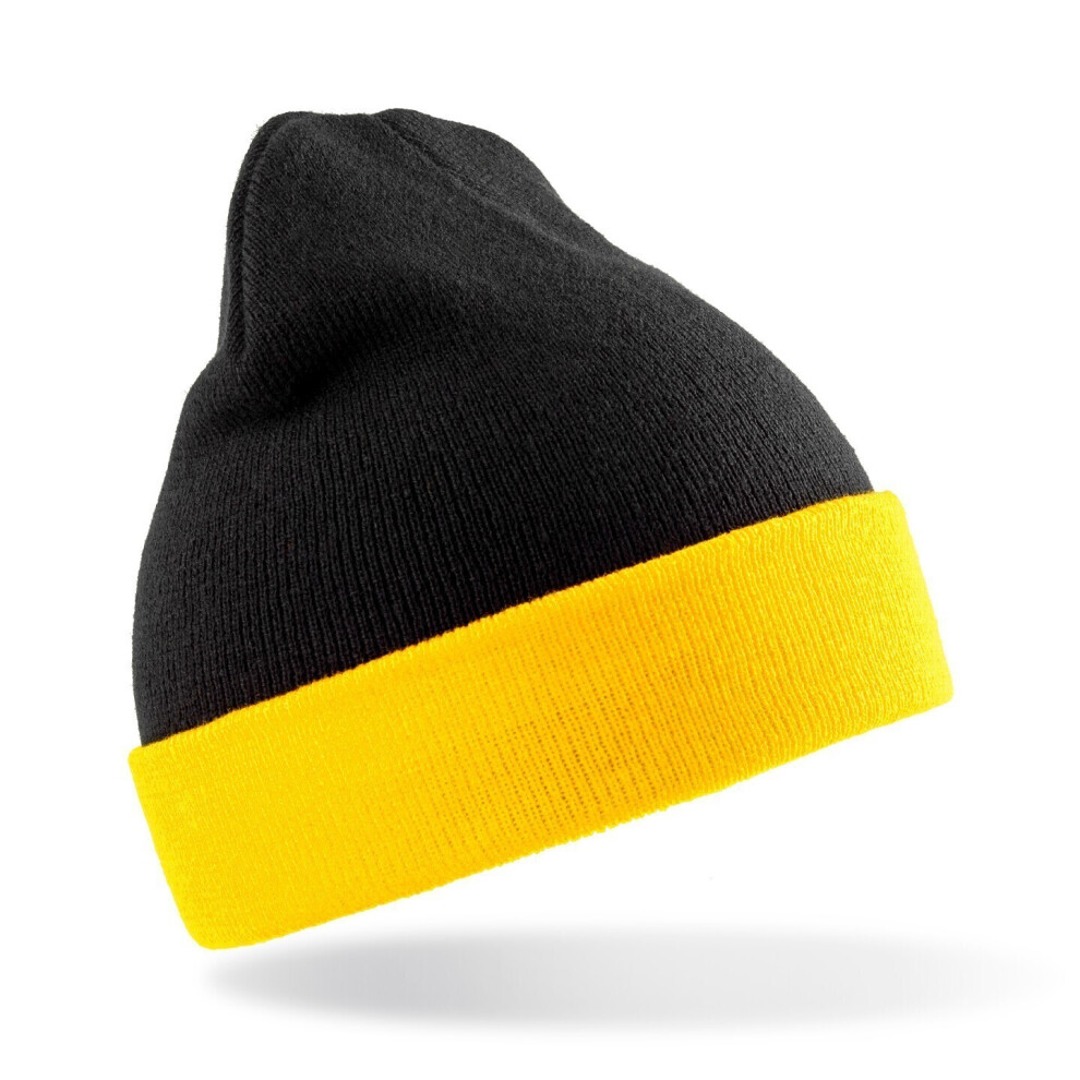 (One Size, Black/Yellow) Result Genuine Recycled Black Compass Beanie