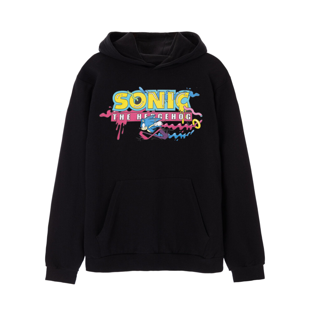 (3XL, Black) Sonic The Hedgehog Mens Psychedelic Logo Hoodie