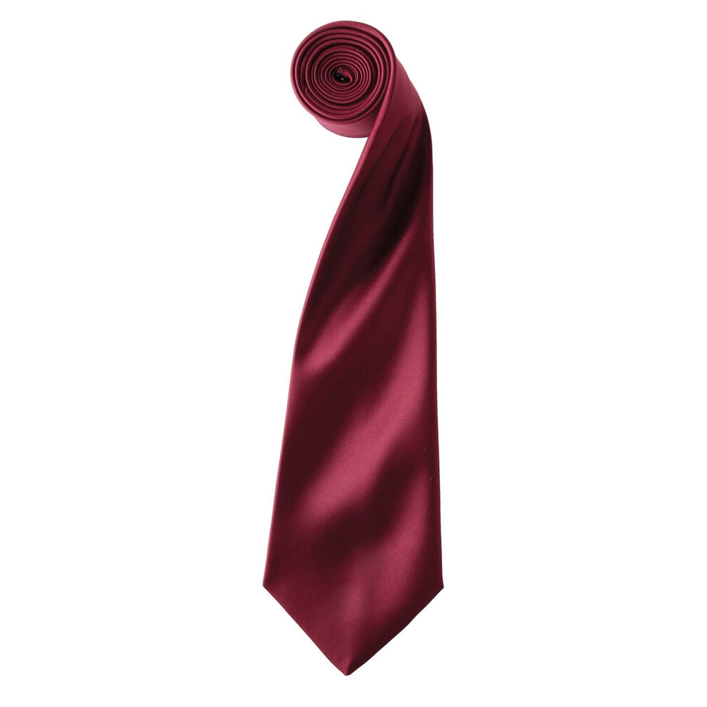 (One Size, Burgundy) Premier Unisex Adult Colours Satin Tie