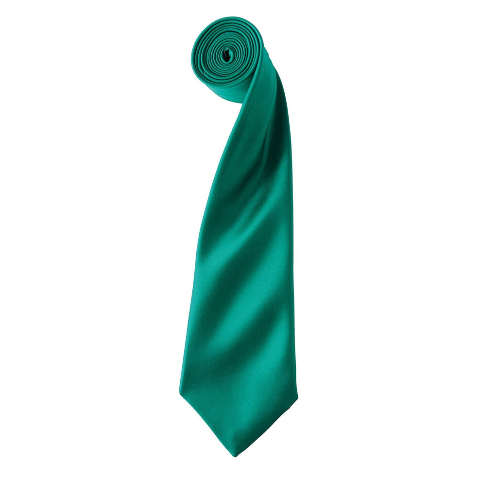 (One Size, Emerald) Premier Unisex Adult Colours Satin Tie