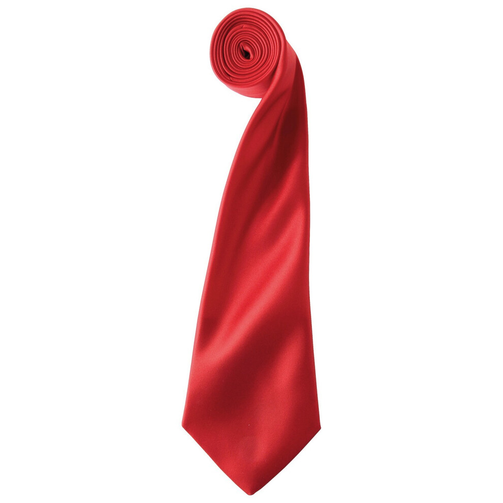 (One Size, Red) Premier Unisex Adult Colours Satin Tie