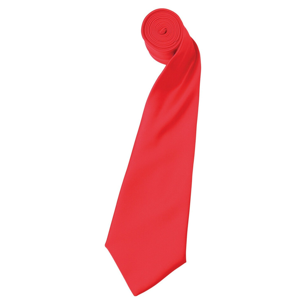 (One Size, Strawberry Red) Premier Unisex Adult Colours Satin Tie