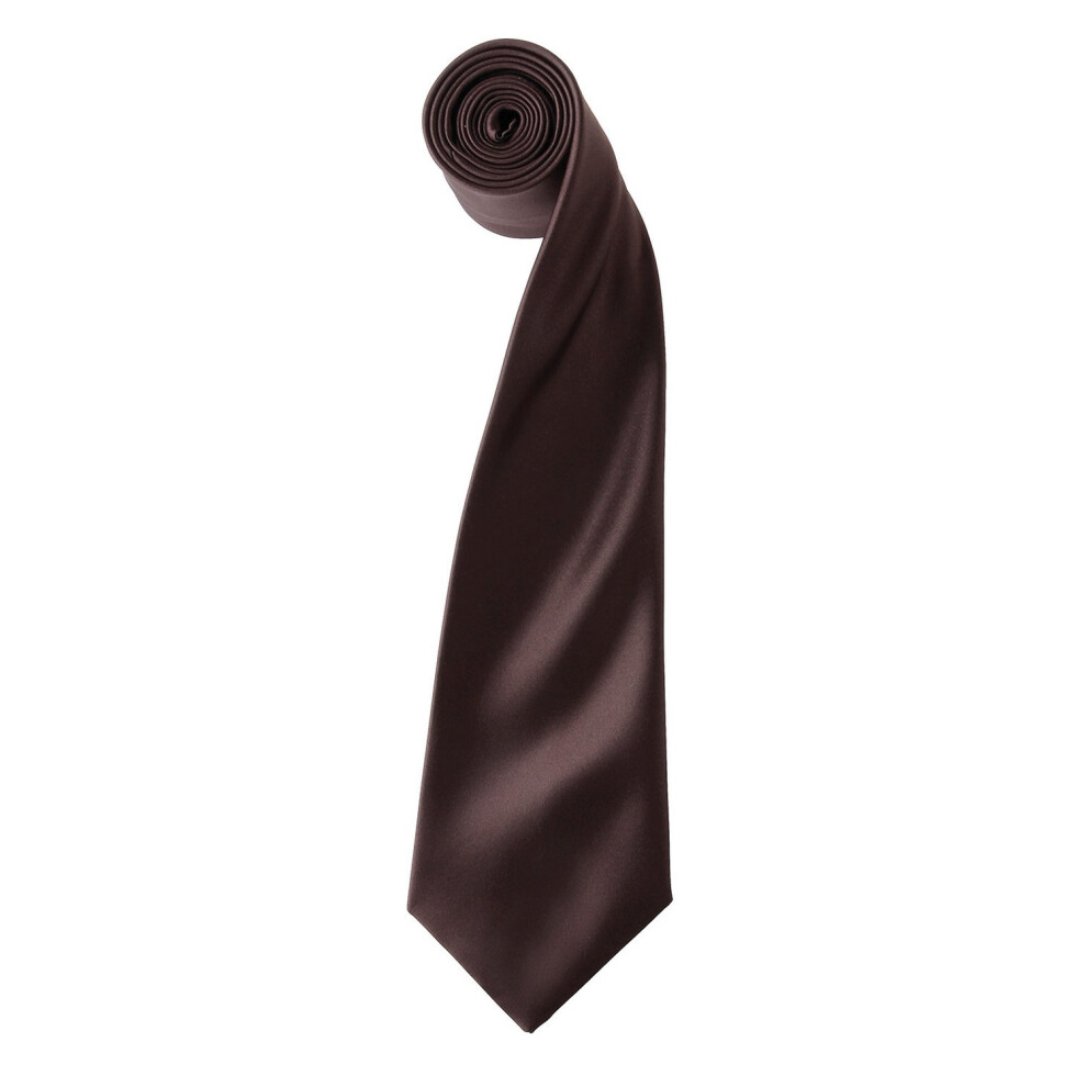 (One Size, Brown) Premier Unisex Adult Colours Satin Tie