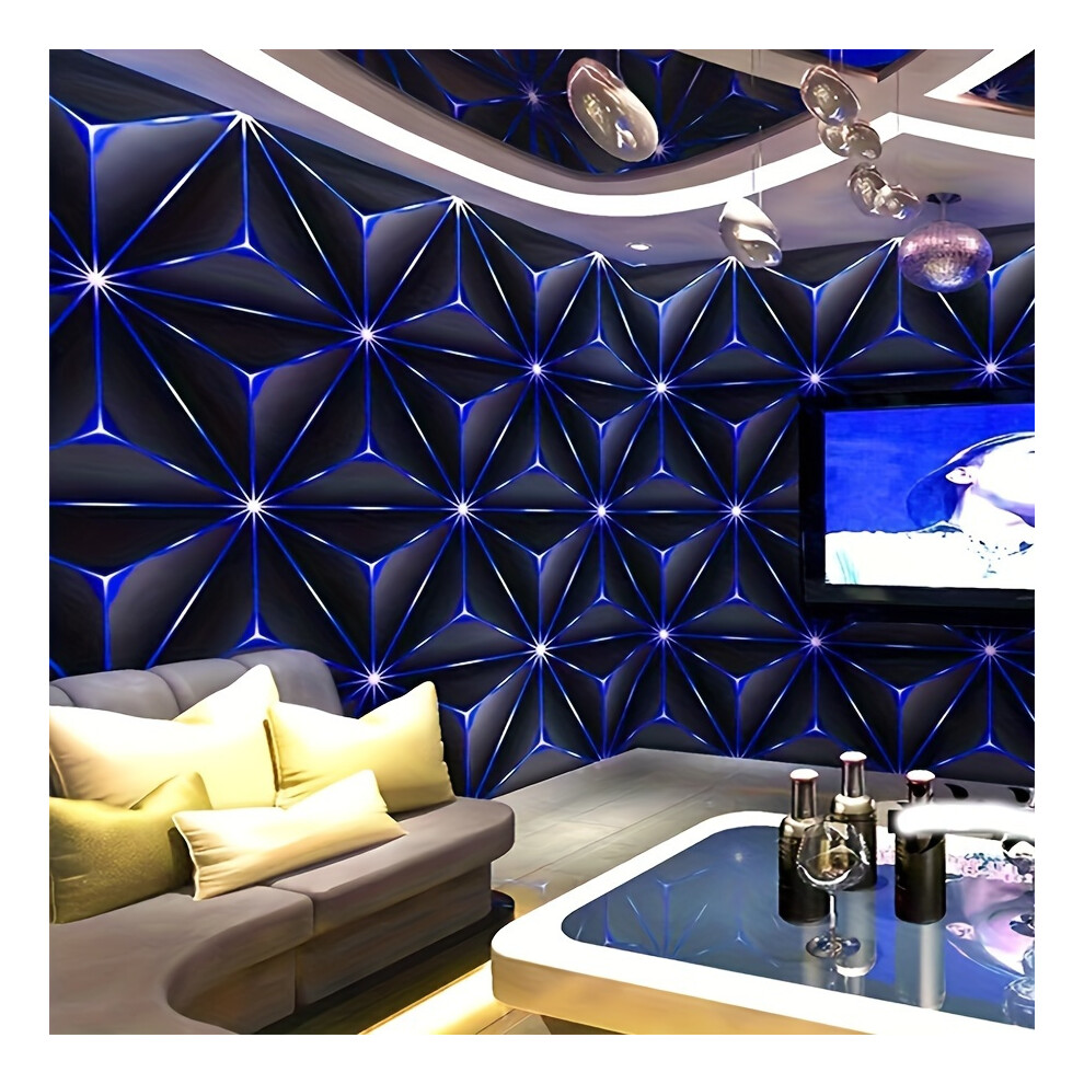 (Blue A, 45cm*500cm) 1 roll 3D Glowing Wallpaper - Modern Technology Style, Waterproof Self-Adhesive