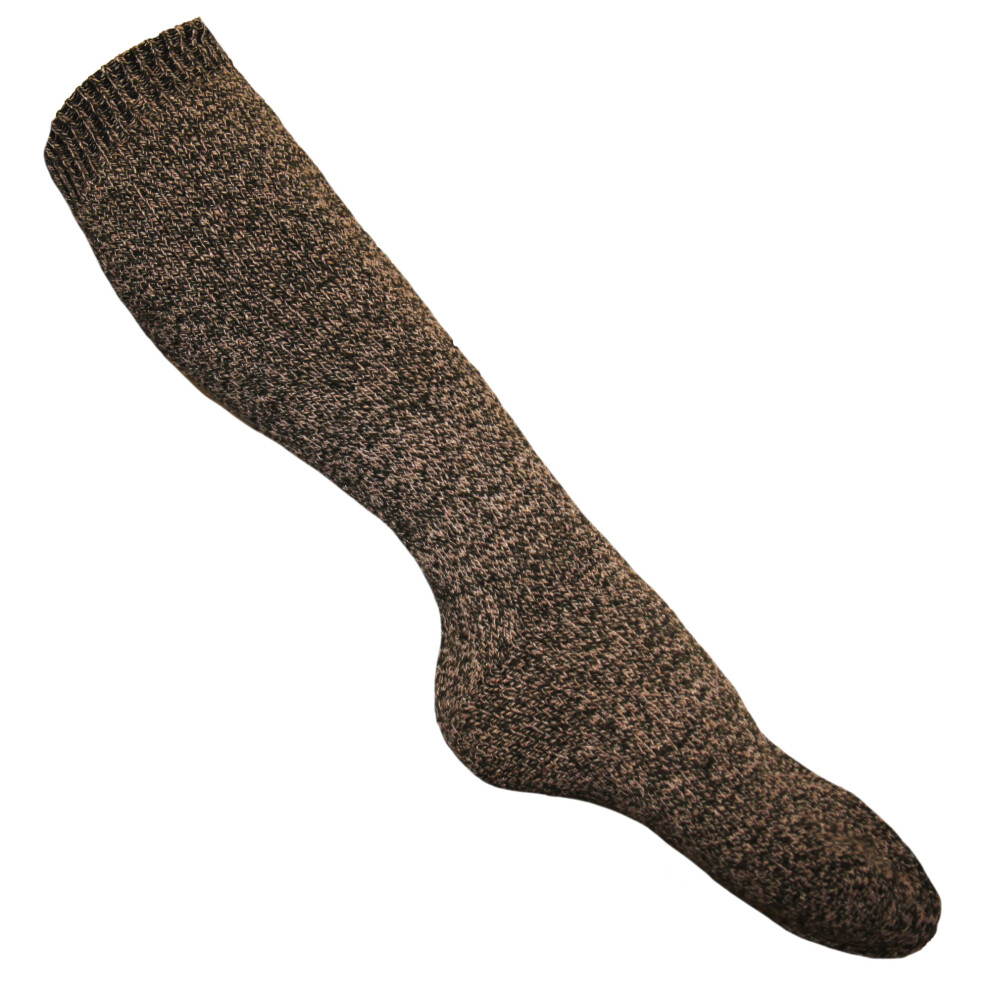 (UK 6-11, Brown) Mens Thermal Wool Blend Long Wellington Boot Socks (1 Pair)