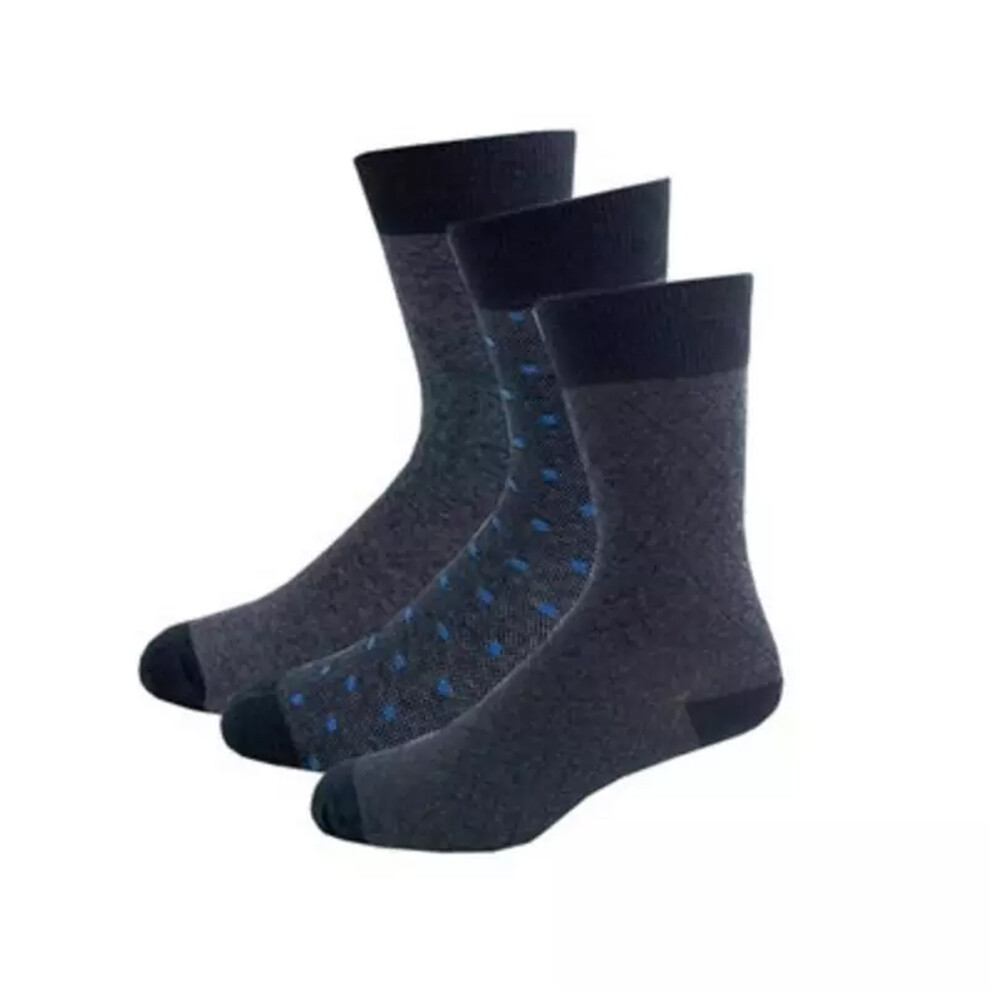 (UK 7-11, Grey) Tom Franks Mens Patterned Socks (Pack Of 3)-image-OPC-PB9H8QR-NEW