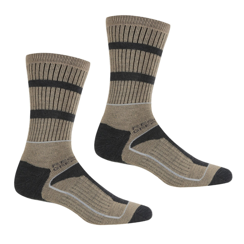 (6 UK-8 UK, Moccasin Brown/Briar Grey) Regatta Mens Samaris 3 Season Socks (Pack of 2)-image-OPC-P7S7YVF-NEW