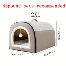 (grey, XXL-75*50*50cm (recommended Weight Within 20.41 KG)) Warm Enclosed Dog Bed, Four Seasons Universal Dog Kennel, Removable And Washable