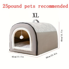 (grey, XL-60*45*40cm (recommended Weight Within 11.34 KG)) Warm Enclosed Dog Bed, Four Seasons Universal Dog Kennel, Removable And Washable