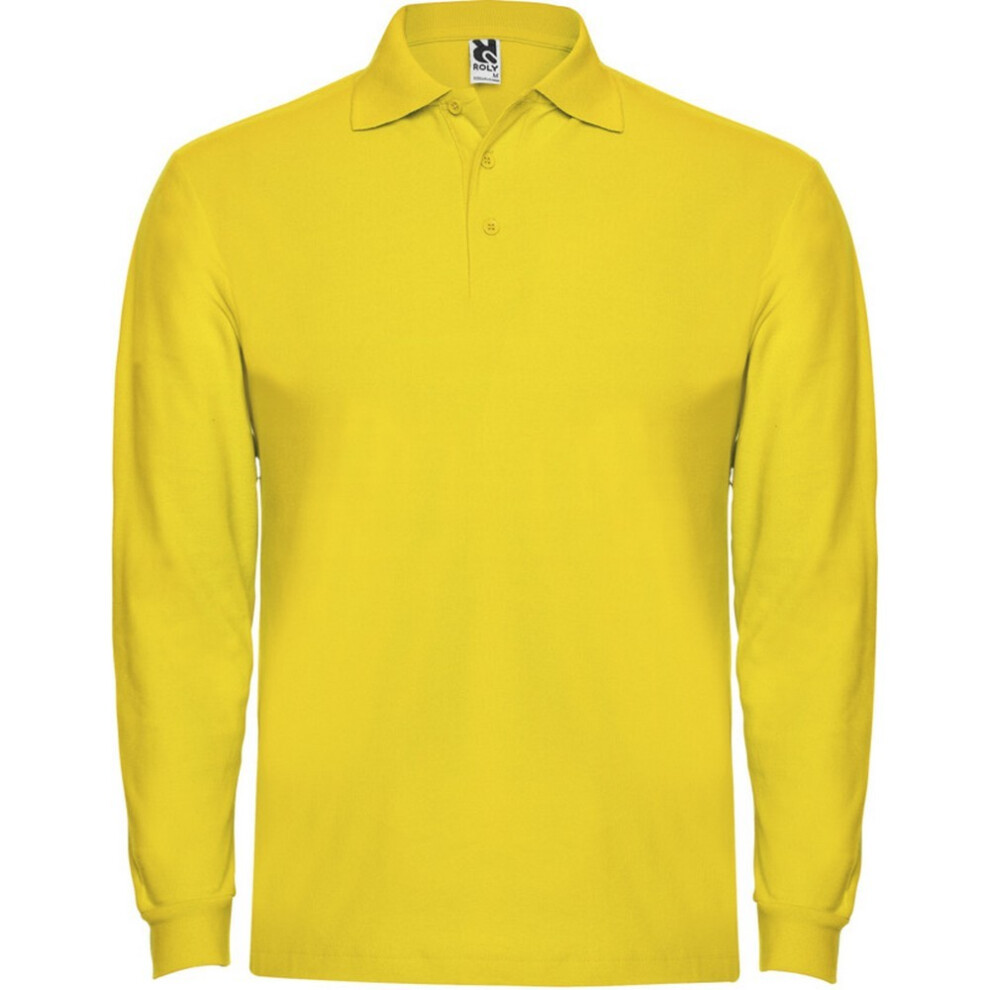 (XL, Yellow) Roly Mens Estrella Long-Sleeved Polo Shirt