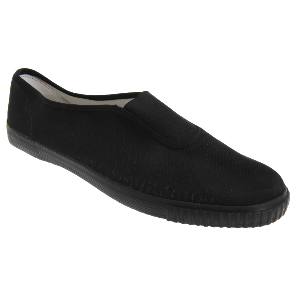 Gusset Black Canvas Plimsolls