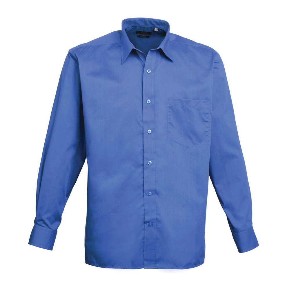 (62 in, Royal Blue) Premier Mens Poplin Long-Sleeved Shirt