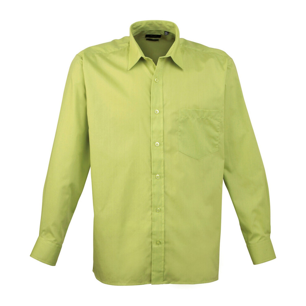 (19in, Lime) Premier Mens Poplin Long-Sleeved Shirt