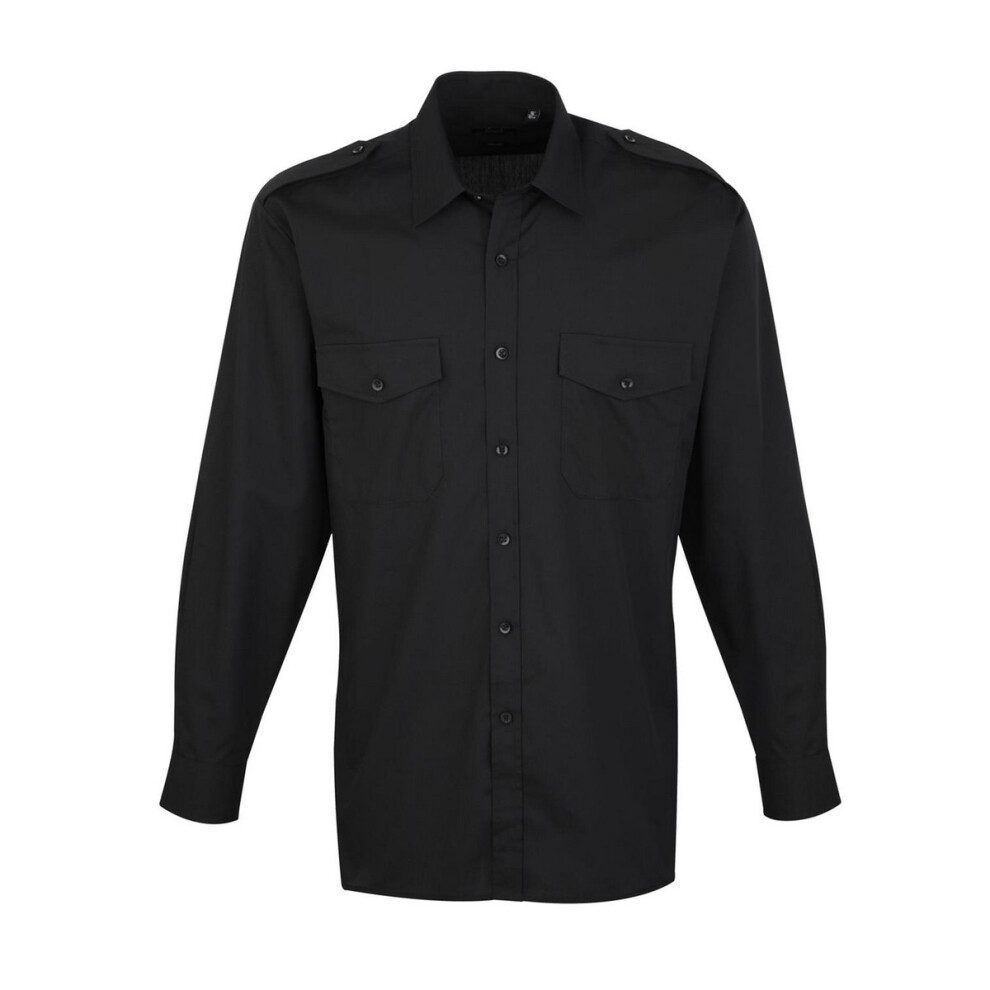 (19in, Black) Premier Mens Long-Sleeved Pilot Shirt