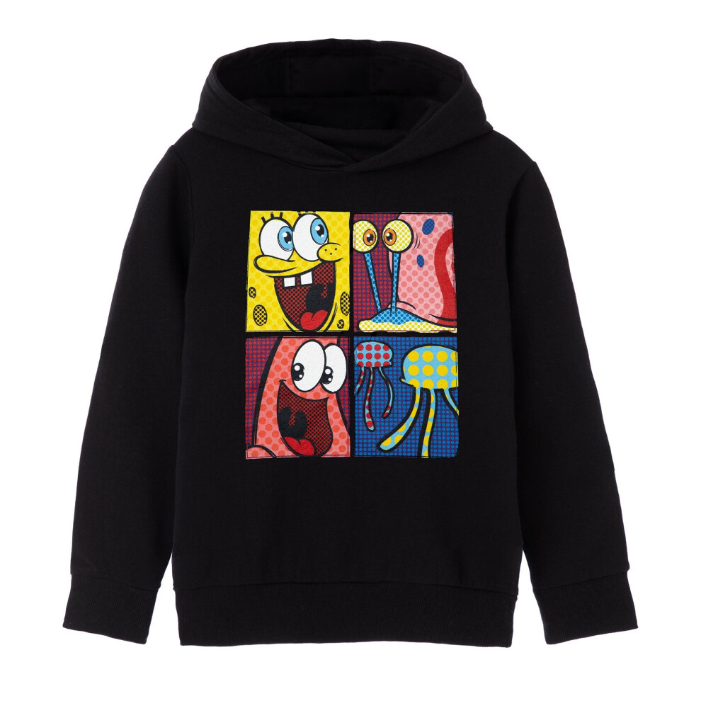 (11-12 Years, Black) SpongeBob SquarePants Childrens/Kids Pop Art Hoodie