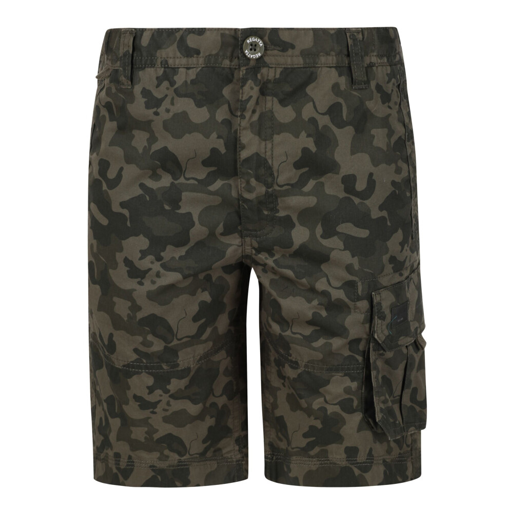 (11-12 Years, Grape Leaf Camo) Regatta Kids Shorewalk Multi Pocket Shorts