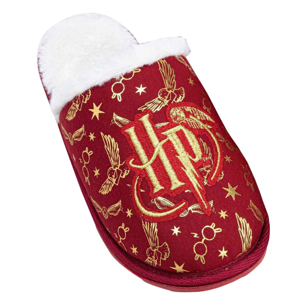(3 UK, Red/Golden Yellow) Harry Potter Girls Embroidered Slippers
